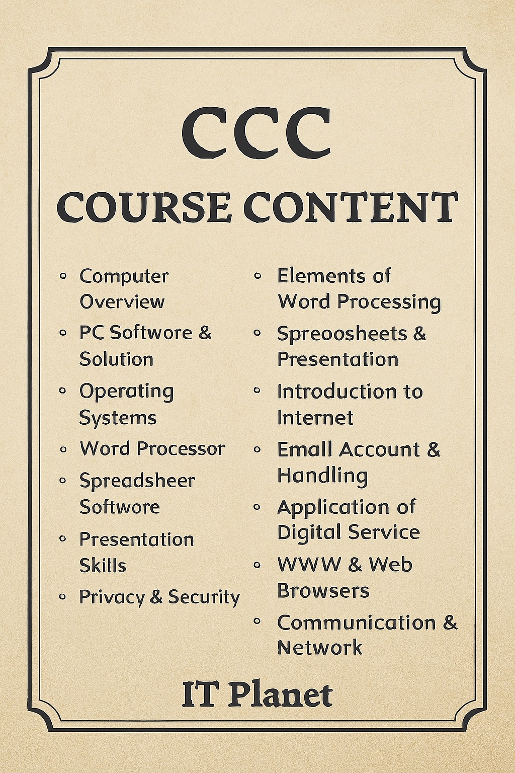 CCC Course – Course on Computer Concepts in Haldwani | IT Planet